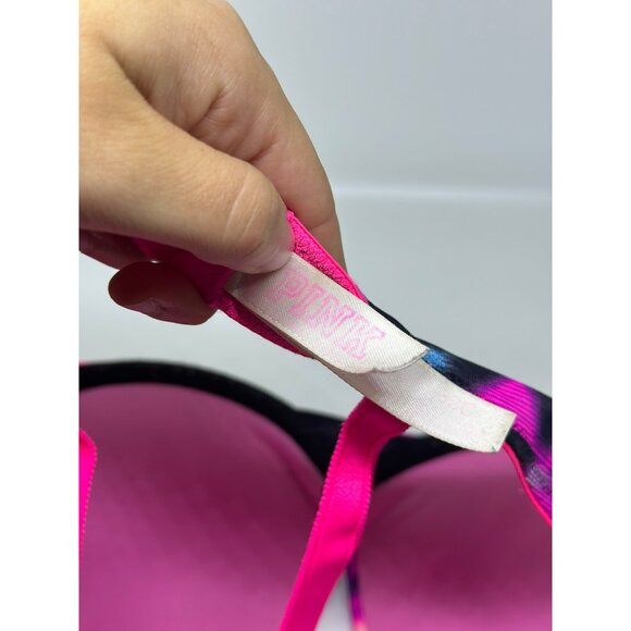 PINK by Victoria’s Secret Push-Up Bra – Hot Pink & Black Geometric Print, 32C - Picture 5 of 5
